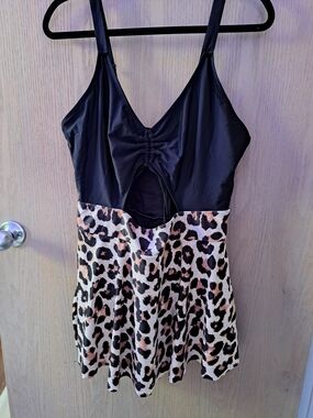 Black & Leopard Print Swimsuit